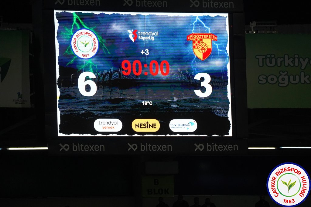 ÇAYKUR RİZESPOR A.Ş. 6 - 3 GÖZTEPE A.Ş.