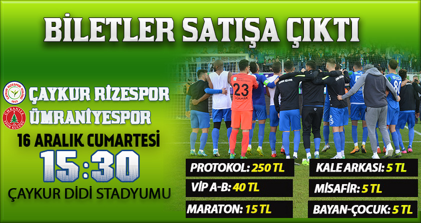 ÜMRANİYESPOR MAÇI BİLETLERİ SATIŞA ÇIKTI