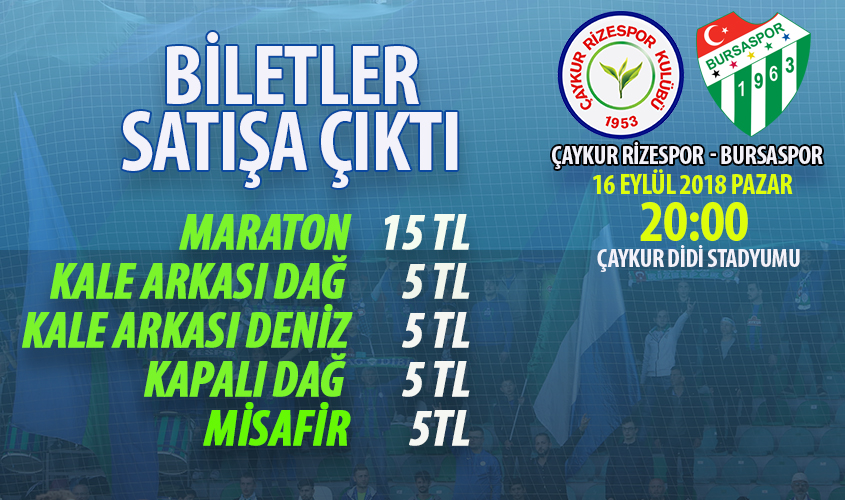 ÇAYKUR RİZESPOR - BURSASPOR MAÇI BİLETLERİ SATIŞA ÇIKTI