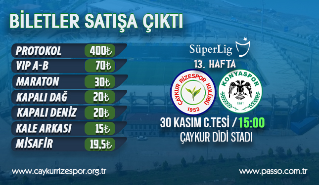 İH KONYASPOR MAÇI BİLETLERİ SATIŞA ÇIKTI