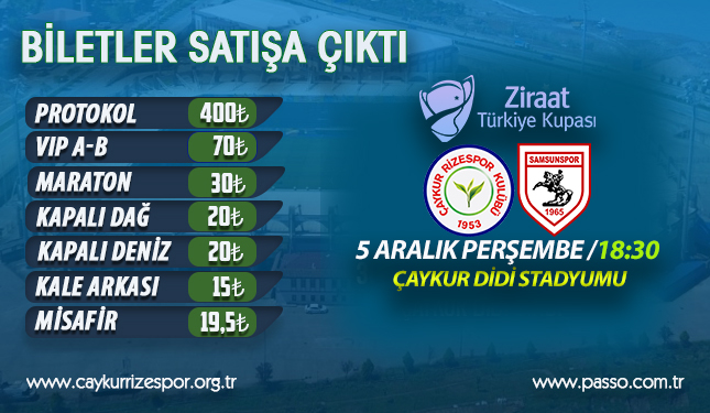 Y. SAMSUNSPOR KUPA MAÇI BİLETLERİ SATIŞA ÇIKTI