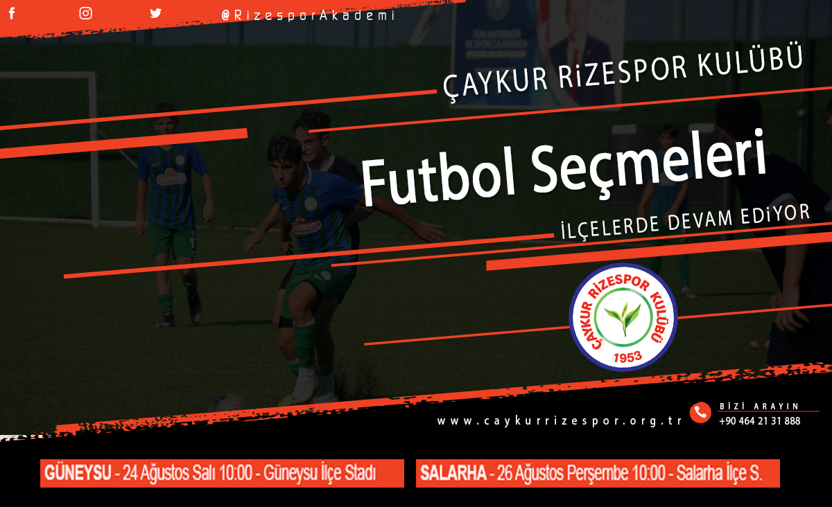 Çaykur Rizespor Futbol Kulübü İlçeler Futbolcu Seçmeleri Başlıyor