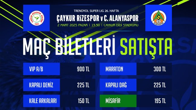 BİLETLER SATIŞA ÇIKTI