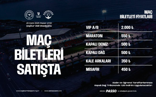 Çaykur Rizespor – Kasımpaşa maçının biletleri satışa çıktı