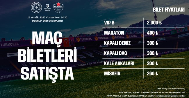 Çaykur Rizespor – ikas Eyüpspor maçının biletleri satışa çıktı.