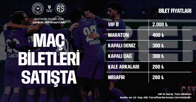 Çaykur Rizespor – Hesapcom Antalyaspor maçının biletleri satışa çıktı.