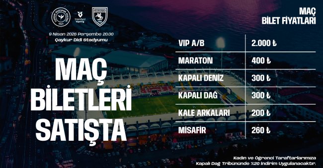 Çaykur Rizespor – Samsunspor maçının biletleri satışa çıktı.